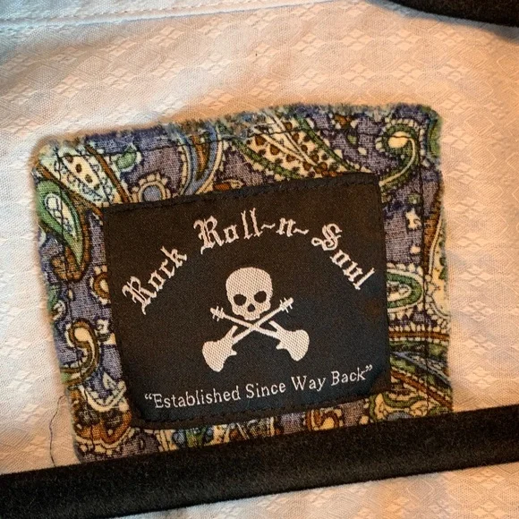 Rock Roll N Soul dress shirt sz XL paisley boho wedding guest career office - Picture 2 of 8